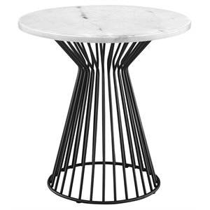 Madison Park Marbury Contemporary Marble and Metal Side Table in White/Black