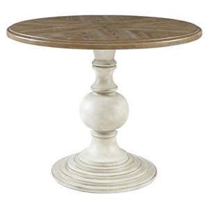 madison park lexi round mdf wood dining table in antique cream/walnut