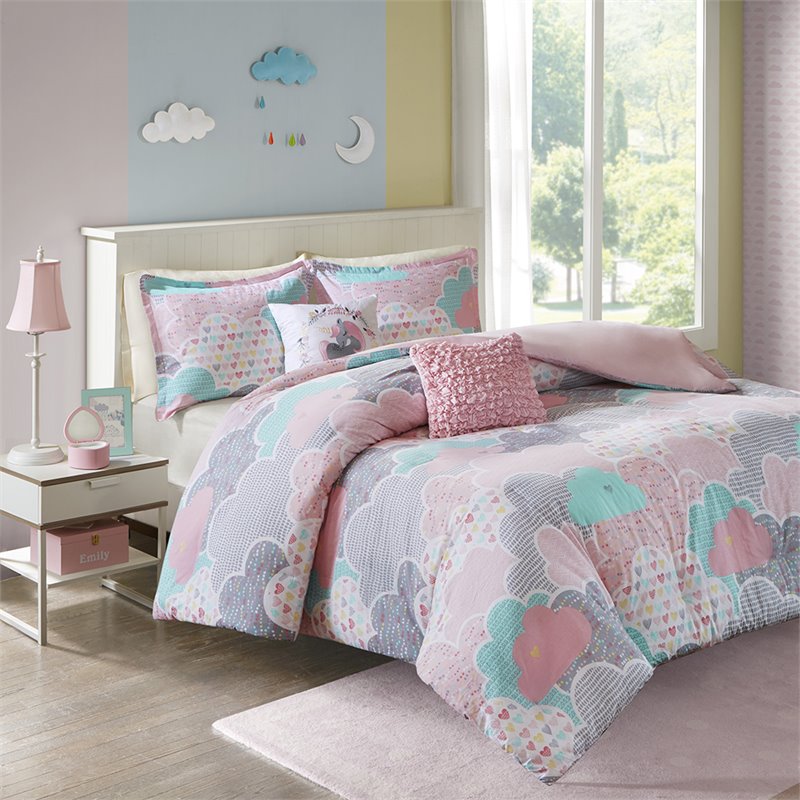 Urban Habitat Cloud Cotton Printed Twin Duvet Cover Set in Multi-Color