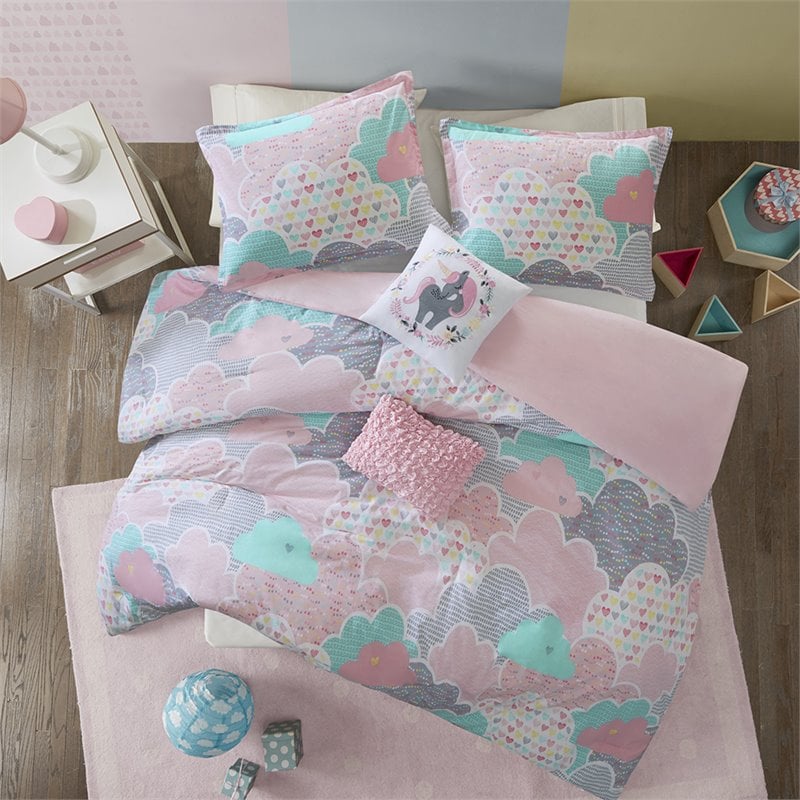 Urban Habitat Cloud Cotton Printed Twin Duvet Cover Set in Multi-Color