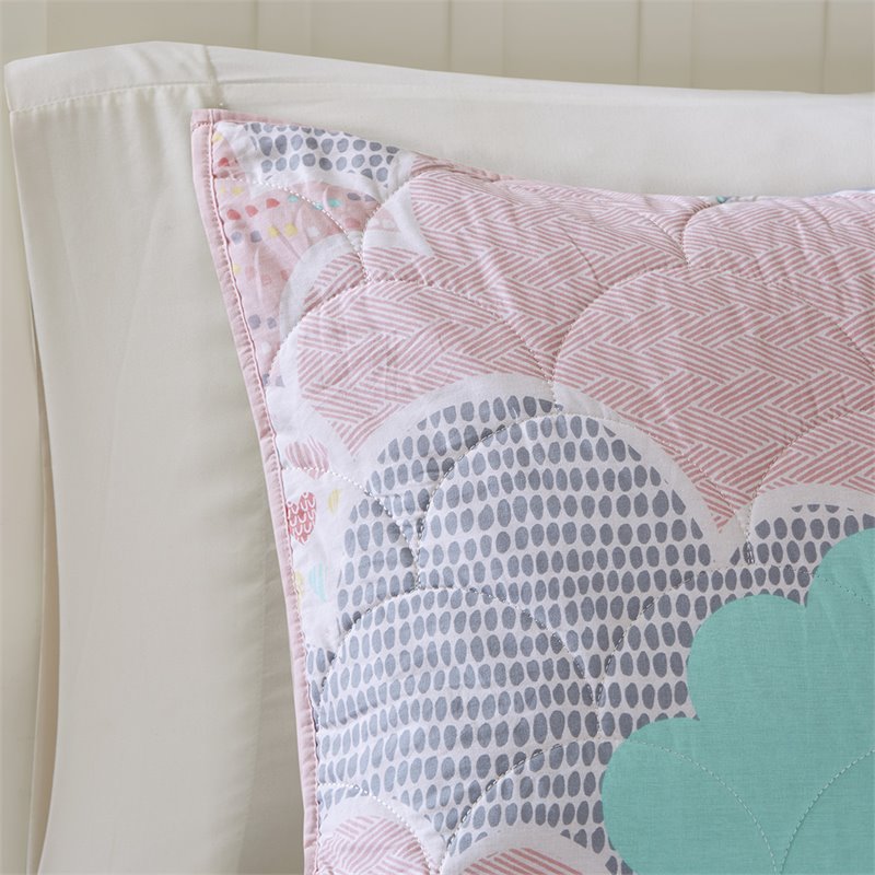 Urban Habitat Cloud Contemporary Cotton Printed Coverlet Set in Multi-Color