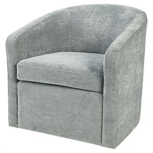 Martha Stewart Amber 30.25&quot Metal Fabric and Solid Wood Swivel Chair in Blue