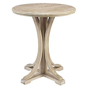 Martha Stewart Fatima Round Farmhouse Wood Accent Table in Natural