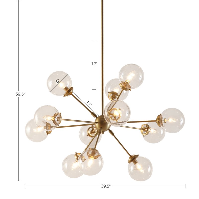 INK+IVY Paige 12-light Contemporary Metal and Glass Chandelier in Gold