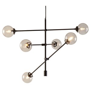 ink+ivy cyrus 6-light metal and glass chandelier in bronze/ antique gold