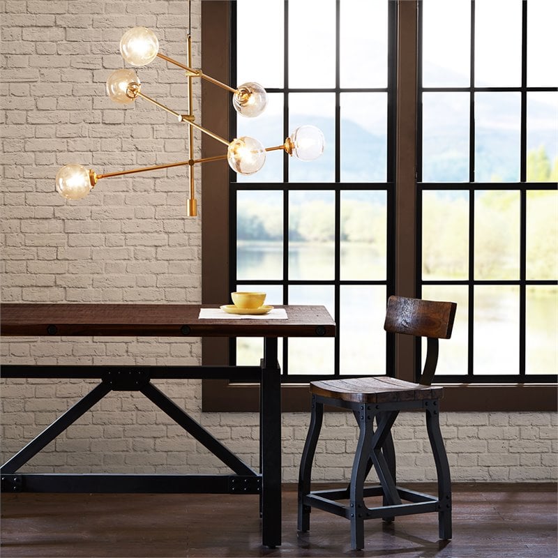 INK+IVY Cyrus 6-light Metal and Glass Chandelier in Antique Gold/Bronze