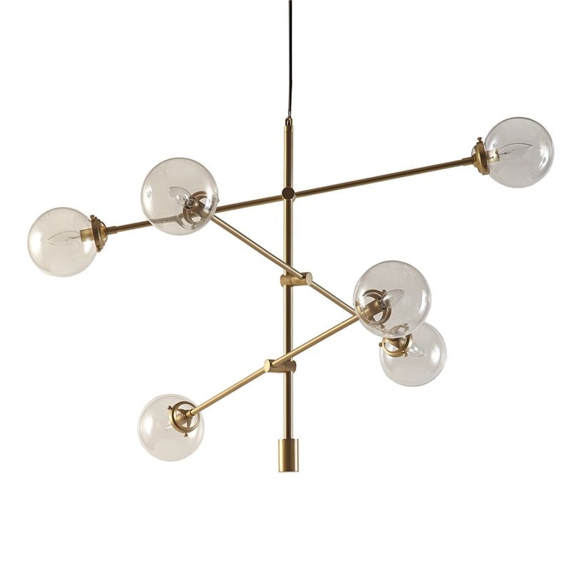 INK+IVY Cyrus 6-light Metal and Glass Chandelier in Antique Gold/Bronze
