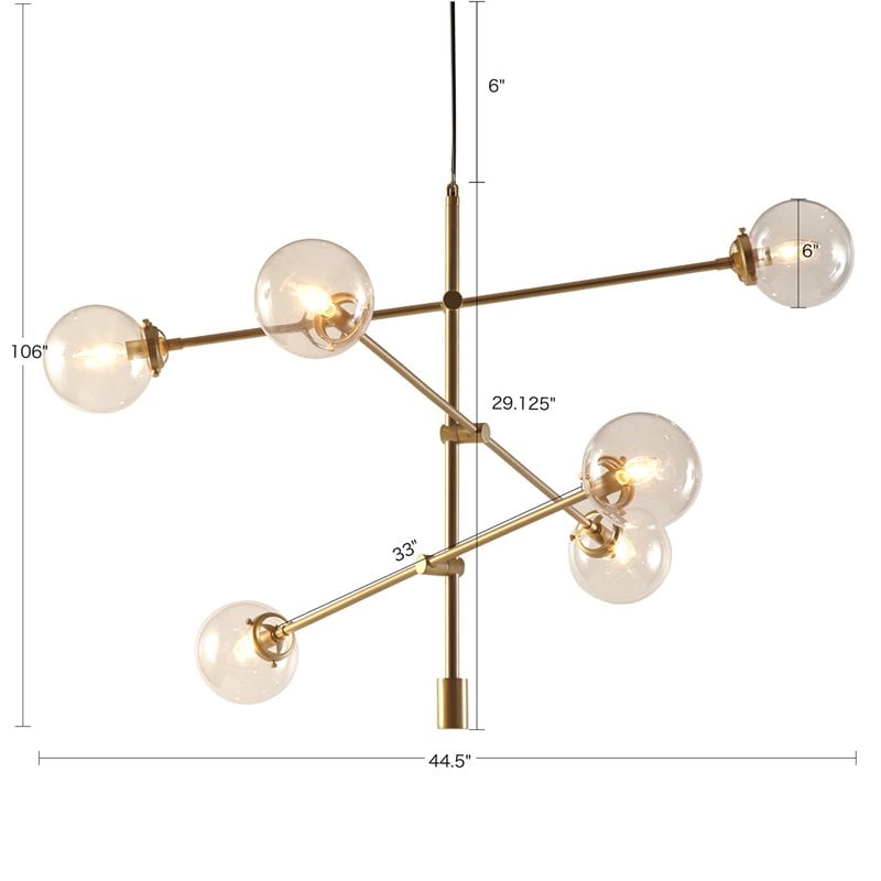 INK+IVY Cyrus 6-light Metal and Glass Chandelier in Antique Gold/Bronze