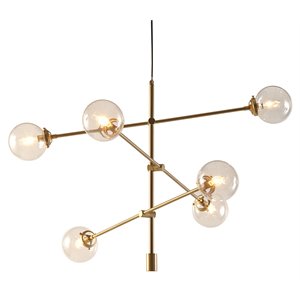 ink+ivy cyrus 6-light metal and glass chandelier in antique gold/bronze