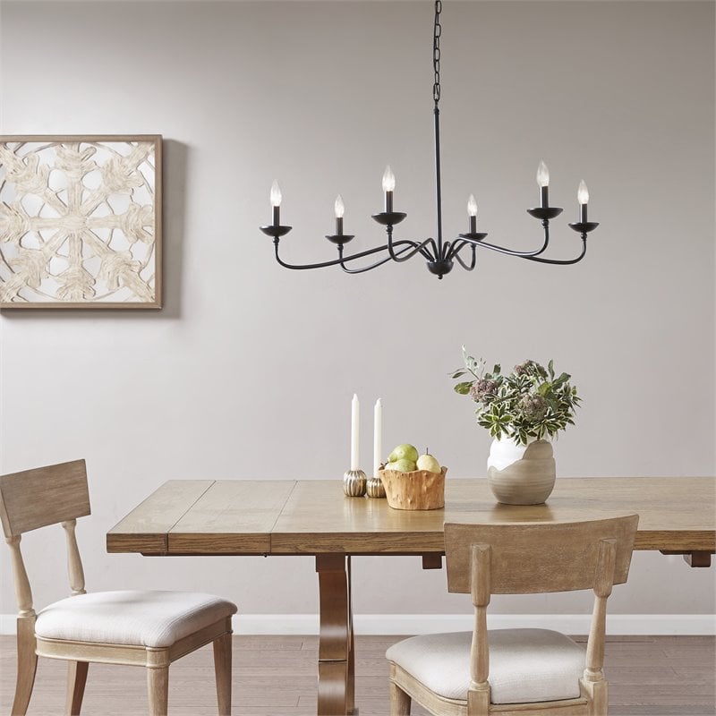 Hampton Hill Brighton 6-light Metal Chandelier Lamp in Black