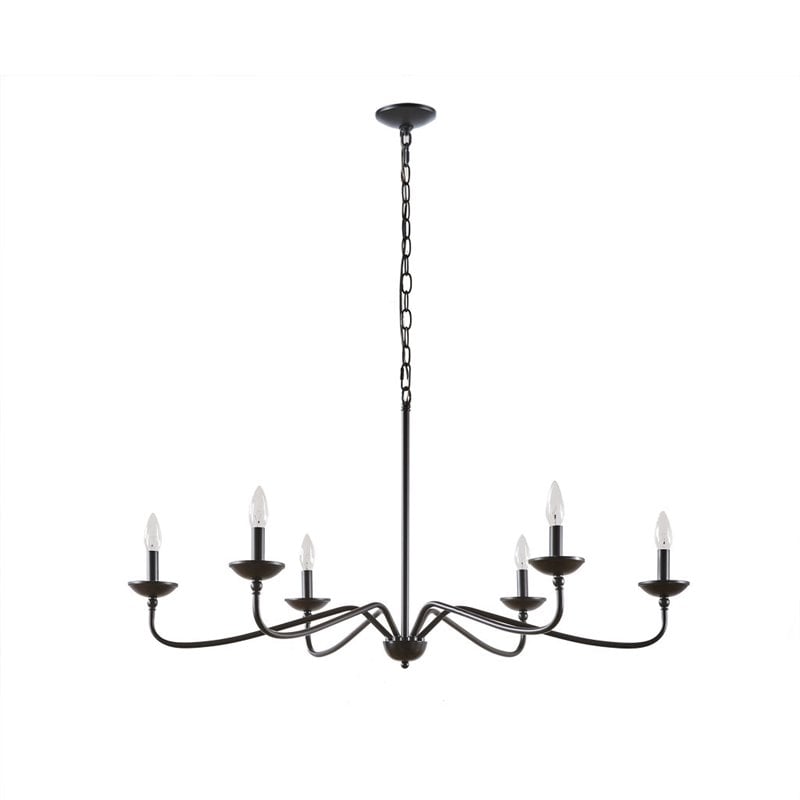Hampton Hill Brighton 6-light Metal Chandelier Lamp in Black