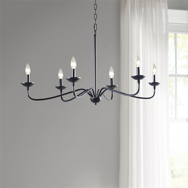 Hampton Hill Brighton 6-light Metal Chandelier Lamp in Black