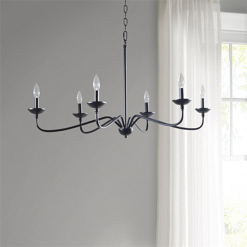 Hampton Hill Brighton 6-light Metal Chandelier Lamp in Black