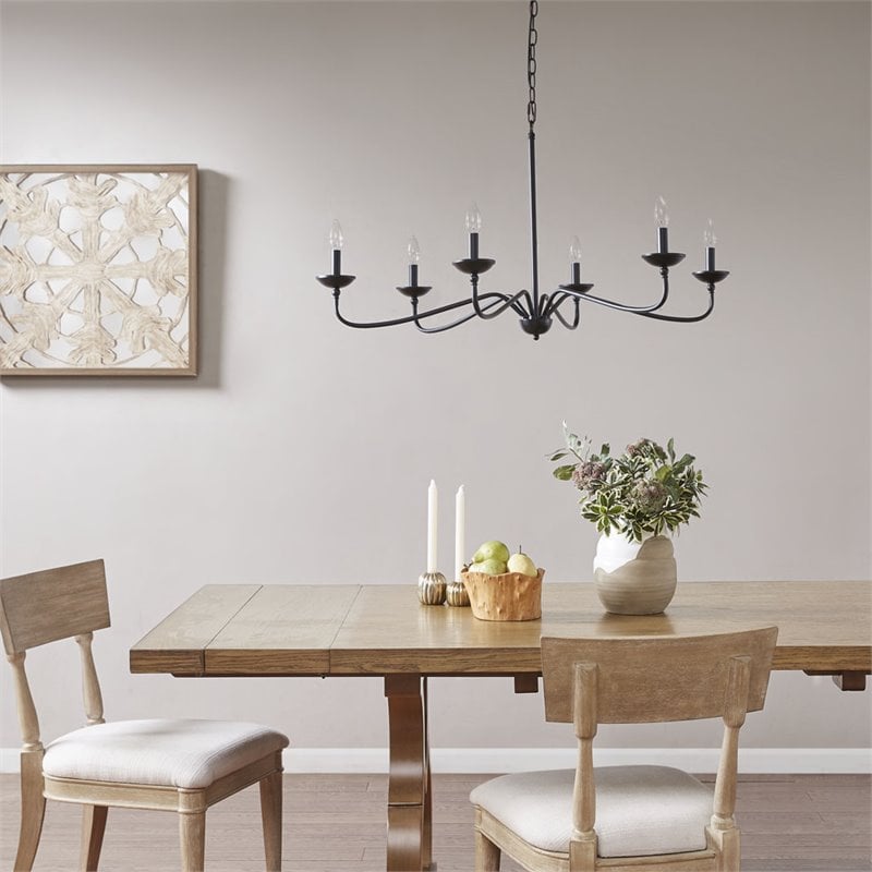 Hampton Hill Brighton 6-light Metal Chandelier Lamp in Black