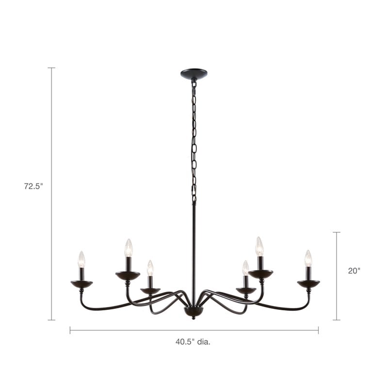 Hampton Hill Brighton 6-light Metal Chandelier Lamp in Black