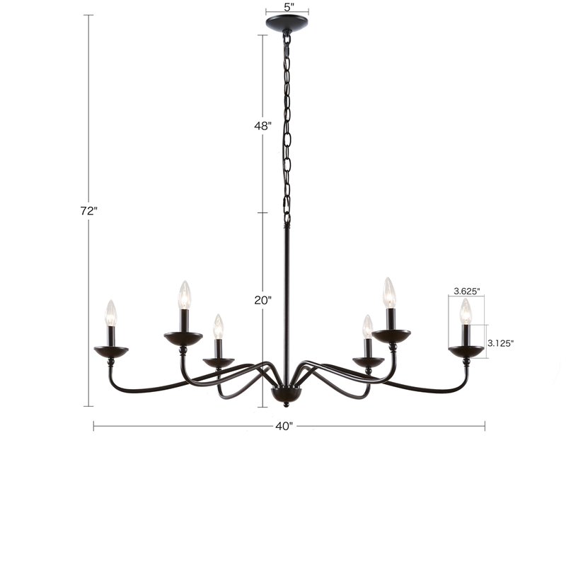 Hampton Hill Brighton 6-light Metal Chandelier Lamp in Black