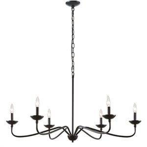 hampton hill brighton 6-light metal chandelier lamp in black