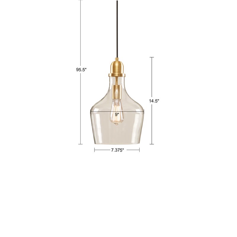 Hampton Hill Auburn 1-light Transitional Glass and Metal Pendant in Gold