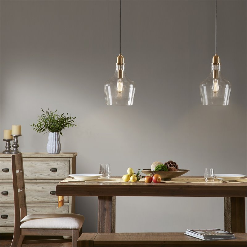 Hampton Hill Auburn 1-light Transitional Glass and Metal Pendant in Gold