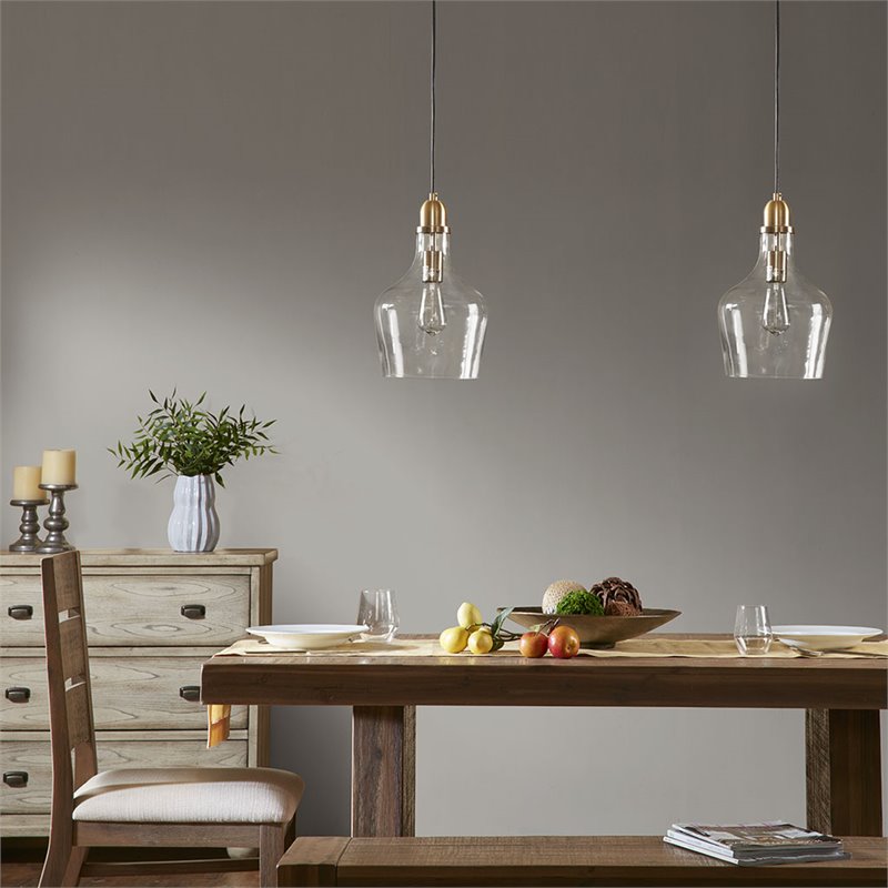 Hampton Hill Auburn 1-light Transitional Glass and Metal Pendant in Gold