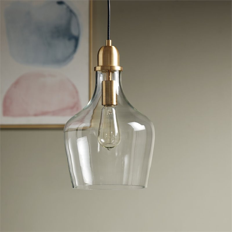 Hampton Hill Auburn 1-light Transitional Glass and Metal Pendant in Gold