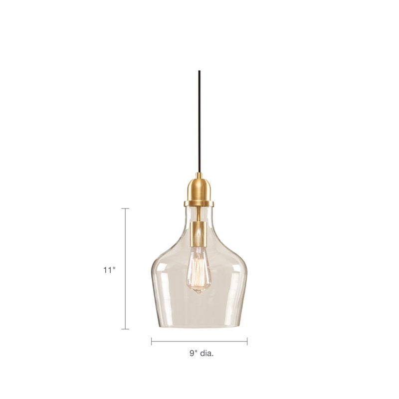 Hampton Hill Auburn 1-light Transitional Glass and Metal Pendant in Gold