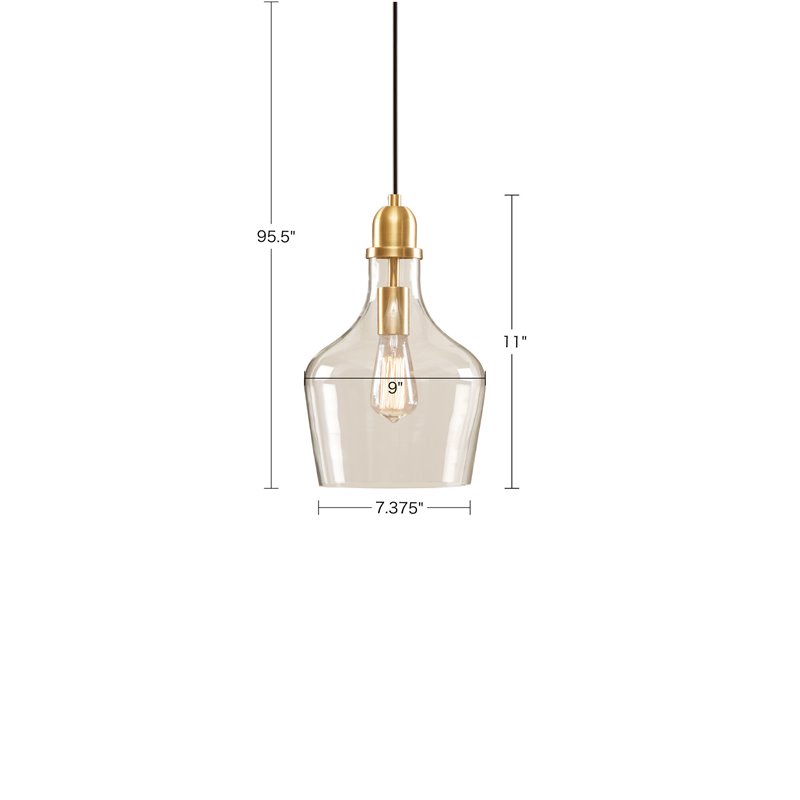 Hampton Hill Auburn 1-light Transitional Glass and Metal Pendant in Gold