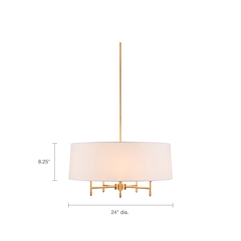 Hampton Hill Presidio Transitional Fabric and Metal Chandelier in Gold/White