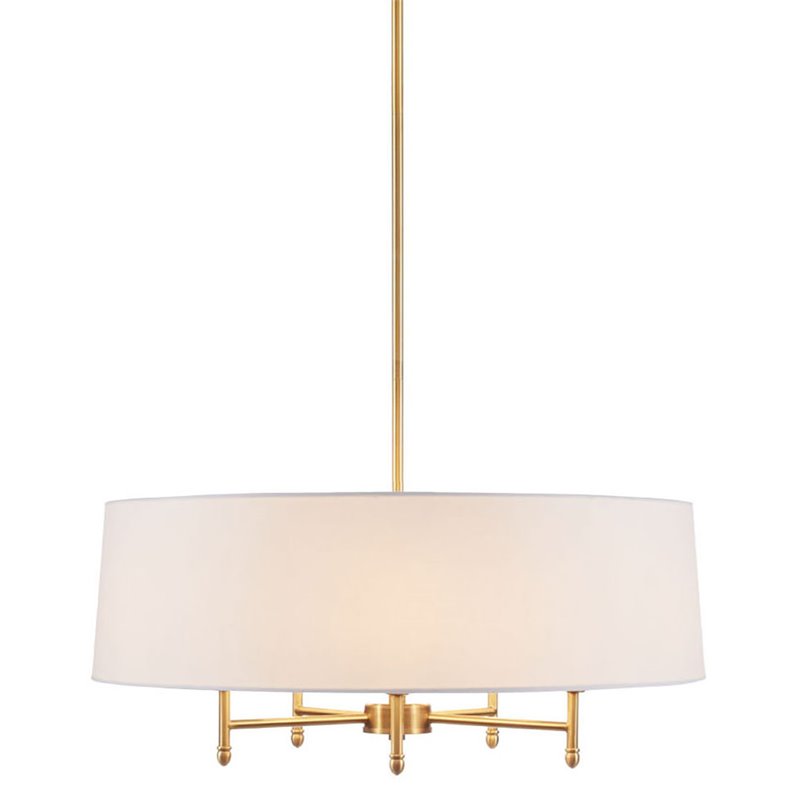 Hampton Hill Presidio Transitional Fabric and Metal Chandelier in Gold/White