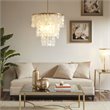 Urban Habitat Isla Transitional Metal and Shells Capiz Chandelier in Gold/White