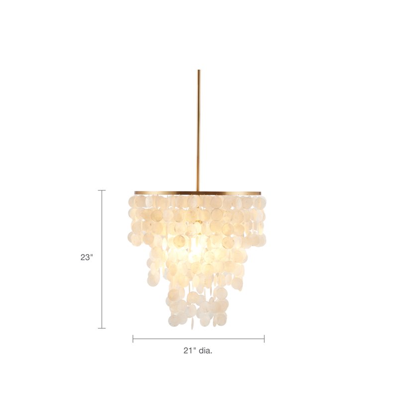 Urban Habitat Isla Transitional Metal and Shells Capiz Chandelier in Gold/White