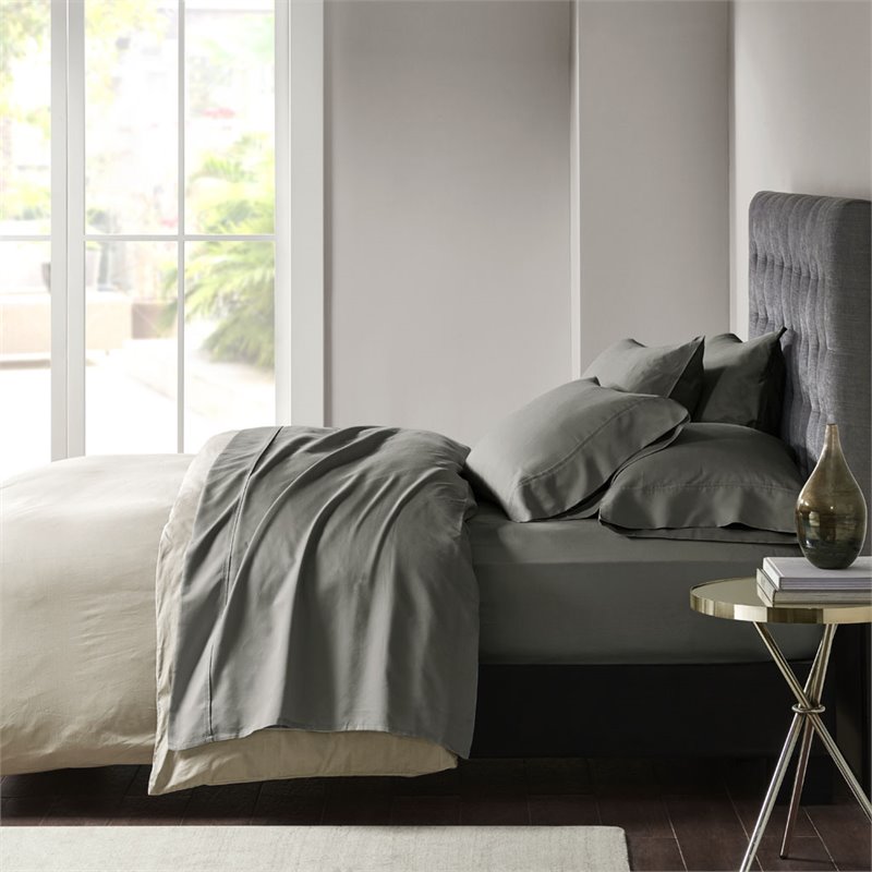 Madison Park 6-piece Cotton and Polyester Sheet Set in Charcoal