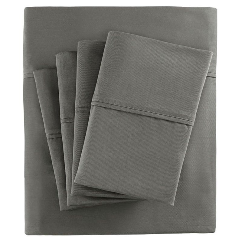Madison Park 6-piece Cotton and Polyester Sheet Set in Charcoal