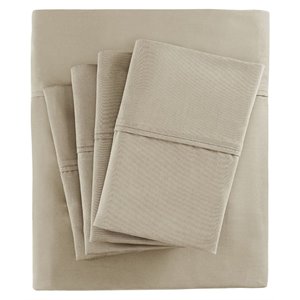 madison park 6-piece cotton and polyester fabric sheet set in brown
