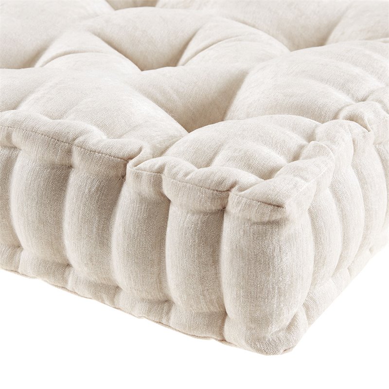 Intelligent Design Azza Square Polyester Chenille Cushion in Ivory