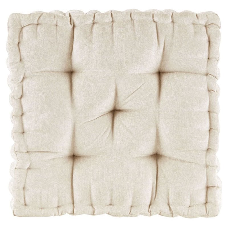 Intelligent Design Azza Square Polyester Chenille Cushion in Ivory