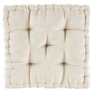 Intelligent Design Azza Square Polyester Chenille Cushion in Ivory