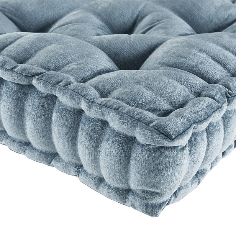Intelligent Design Azza Square Polyester Chenille Cushion in Aqua Blue