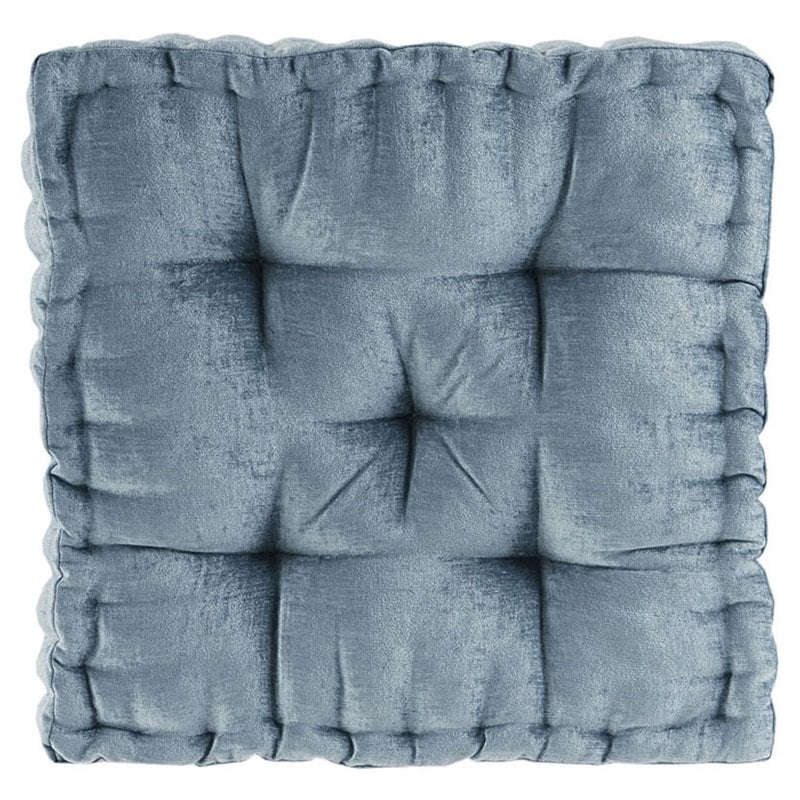 Intelligent Design Azza Square Polyester Chenille Cushion in Aqua Blue