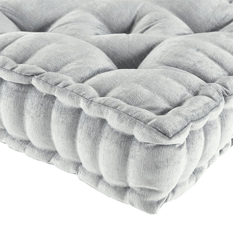 Intelligent Design Azza Square Polyester Chenille Cushion in Gray