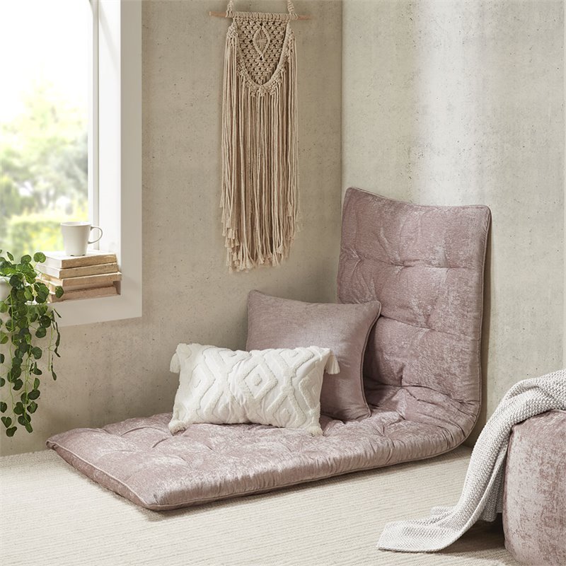 Intelligent Design Edelia Polyester Chenille Long Floor Cushion in Blush Pink