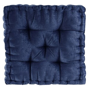Intelligent Design Azza Square Polyester Chenille Floor Pillow Cushion in Navy