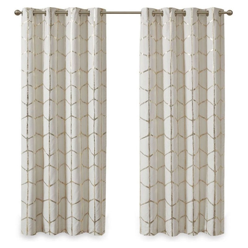 Intelligent Design Raina Microfiber Total Blackout Window Panel in Ivory/Gold
