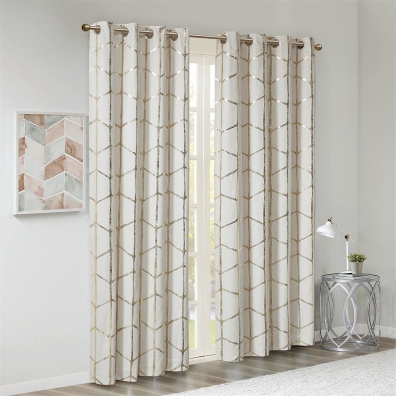 Intelligent Design Raina Microfiber Total Blackout Window Panel in Ivory/Gold