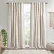 INK+IVY Imani Cotton Printed Window Panel with Chenille Stripe in Ivory