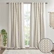 INK+IVY Imani Cotton Printed Window Panel with Chenille Stripe in Ivory