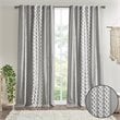 INK+IVY Imani Cotton Printed Window Panel with Chenille Stripe in Gray