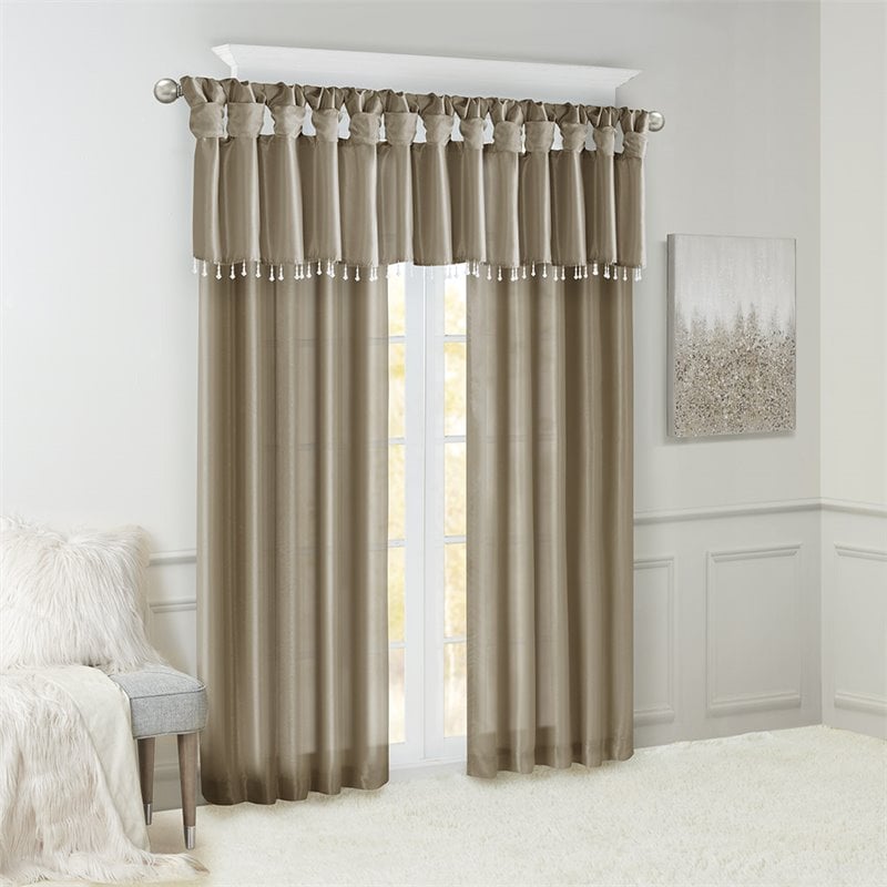 Madison Park Emilia Polyester Twisted Tab Lined Window Panel in Pewter