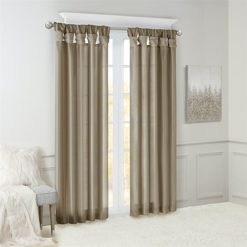 Madison Park Emilia Polyester Twisted Tab Lined Window Panel in Pewter