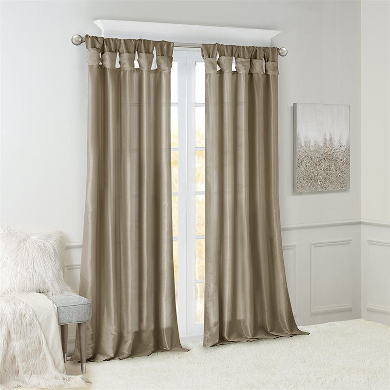 Madison Park Emilia Polyester Twisted Tab Lined Window Panel in Pewter